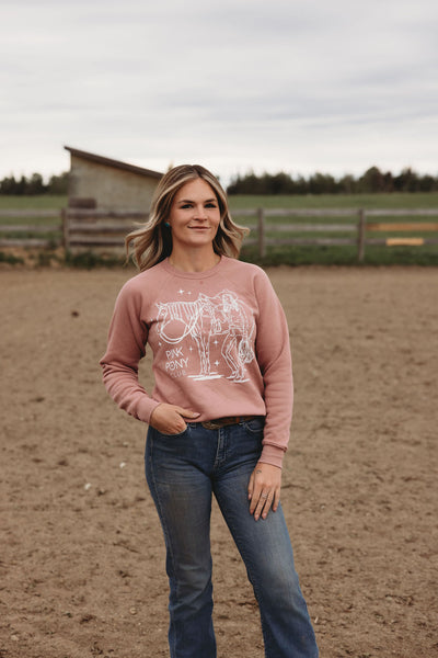 Pink Pony Mauve Youth Crewneck