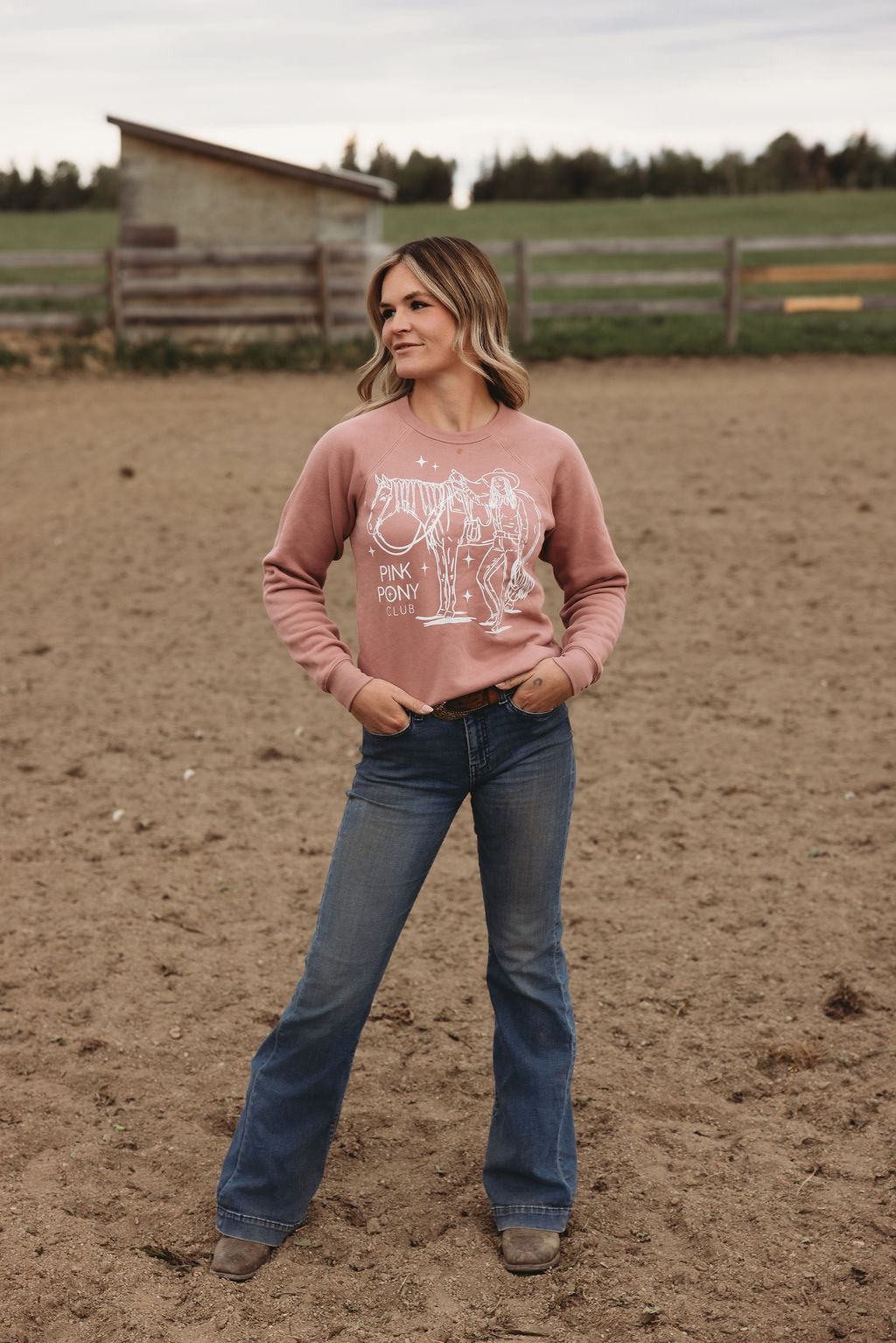 Pink Pony Mauve Youth Crewneck
