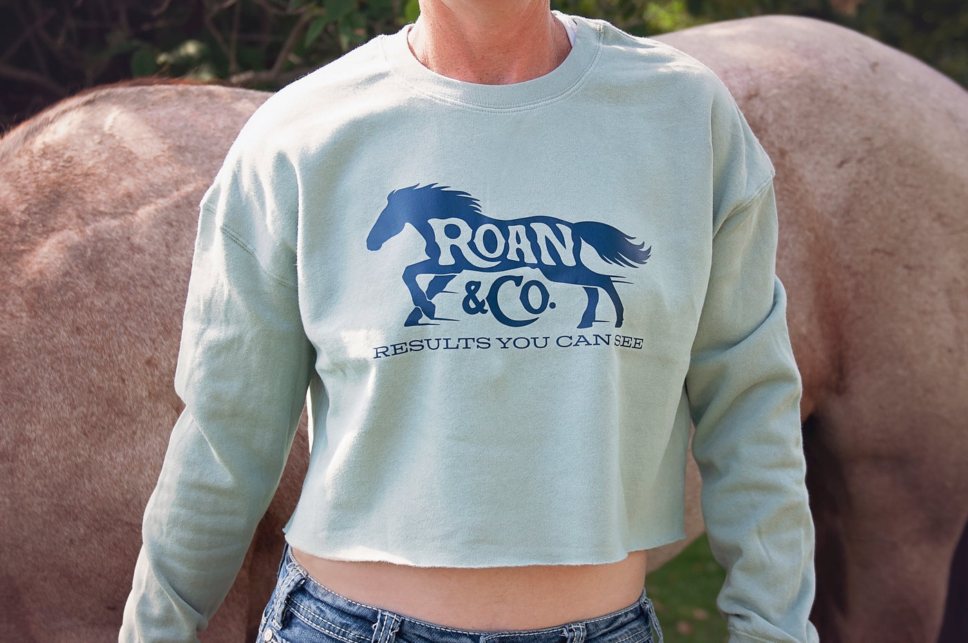 Mustang Mint Crop Crewneck